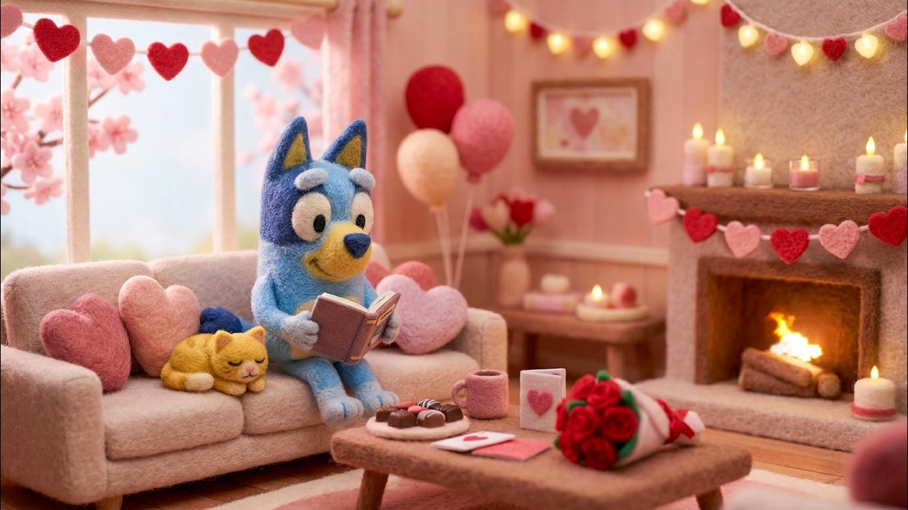 Bluey’s Romantic Valentine Room 💗 Cozy Spring Jazz Lofi to Relax & Study