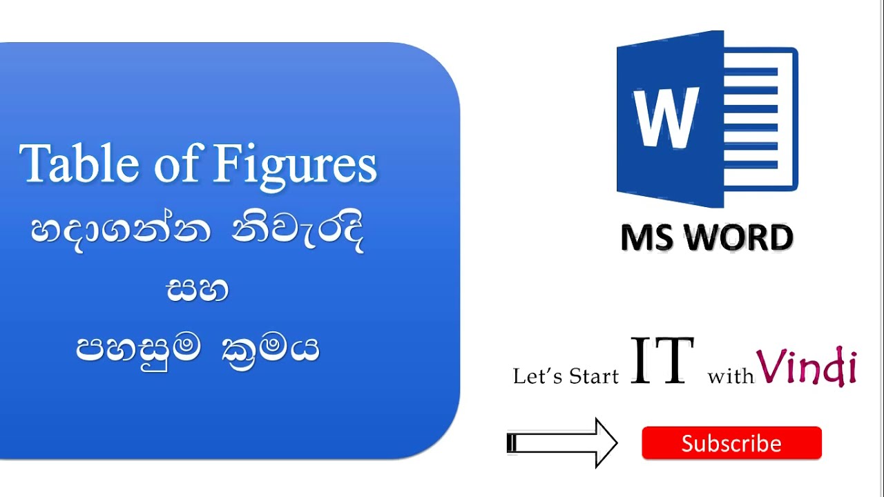 How to create a Table of Figures in MS Word - Sinhala Tutorial