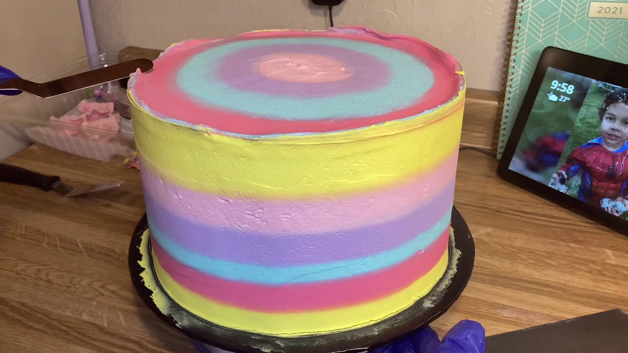 Trolls cake with lots of colors!