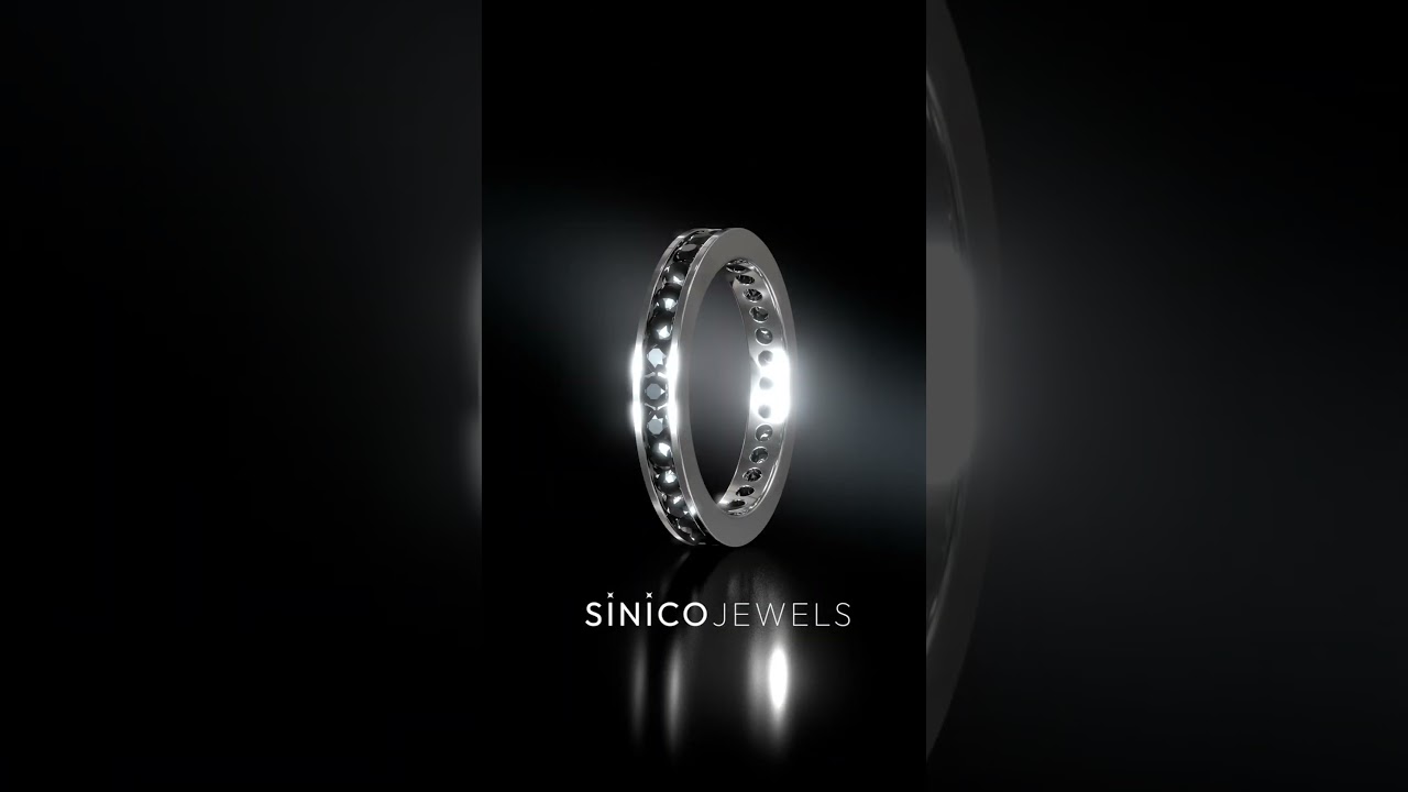 Anello Eternity Binario in Oro Bianco con Pietre Nere - Raffinatezza e Brillantezza | Sinico Jewels