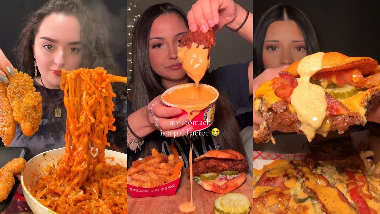 TIKTOK Mukbang Compilation | Wingstop, Dave's Hot Chicken, Buldak, McDonald's & More!