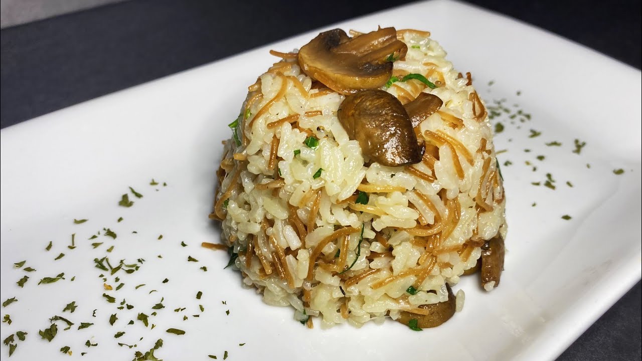 Arroz al vino con champiñones