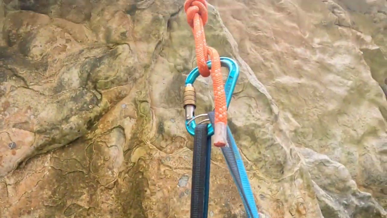 Rappelling Near Waterfall. Extreme Canyoning Cetina River, Croatia. GX010138