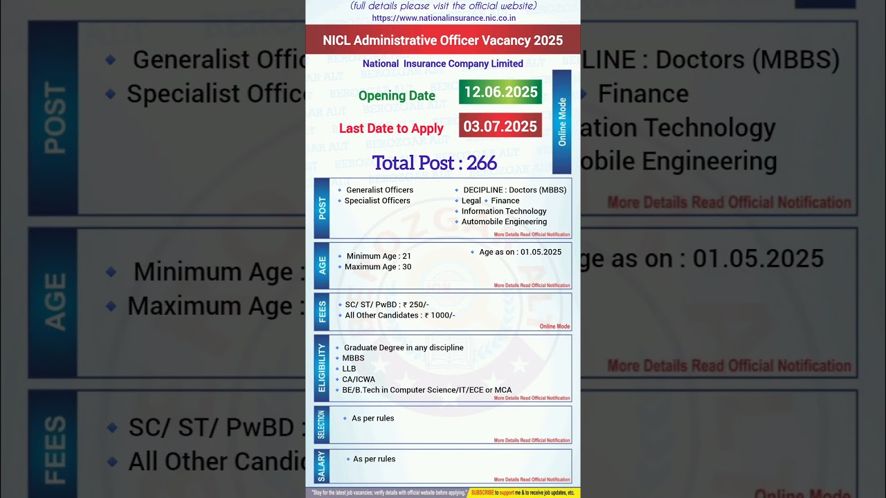 NICL AO Vacancy 2025 | NICL Administrative Officer Vacancy 2025