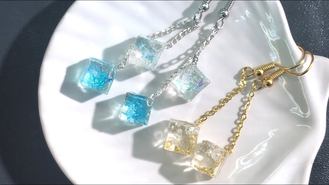 【UVレジン 100均】アイスキューブピアス作ってみました！ resin