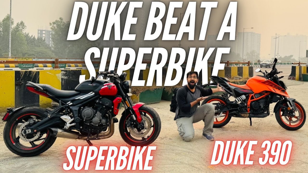 KTM Duke 390 Beats a Triumph Trident 660 Superbike Drag Race