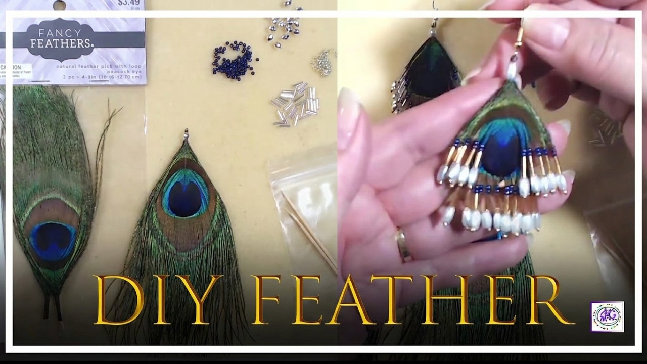 Adding Beads to Real PEACOCK FEATHERS -  DIY Earrings - Jewelry Making Tutorials