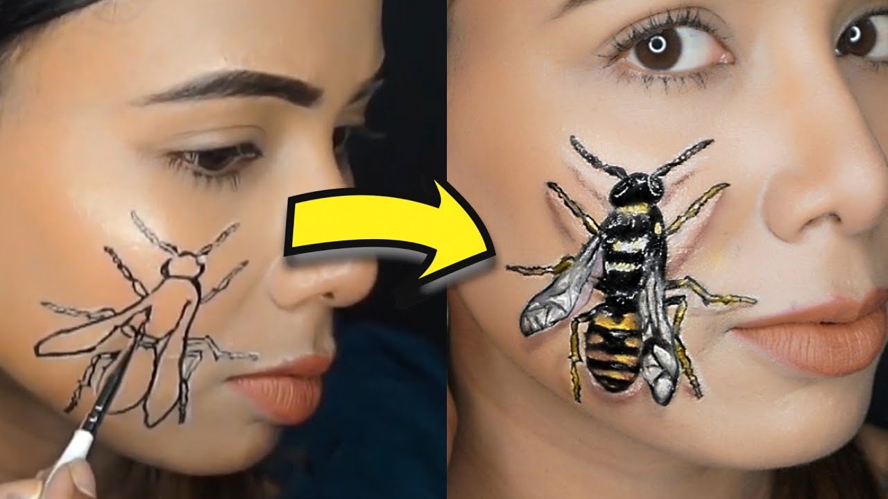 Face Art #7 A big BUG | Beginners 3D FACE ART TUTORIAL
