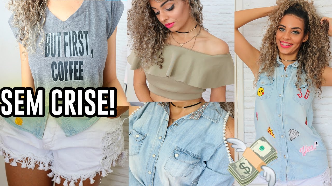 Customizando roupas velhas femininas - Como Fazer Colete,  blusa OMBRO A OMBRO, short jeans #1