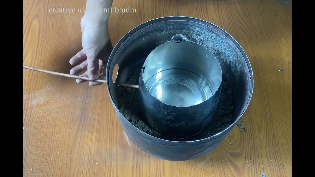 No welding required ,just cement.simple and effective homemade waste oil stove