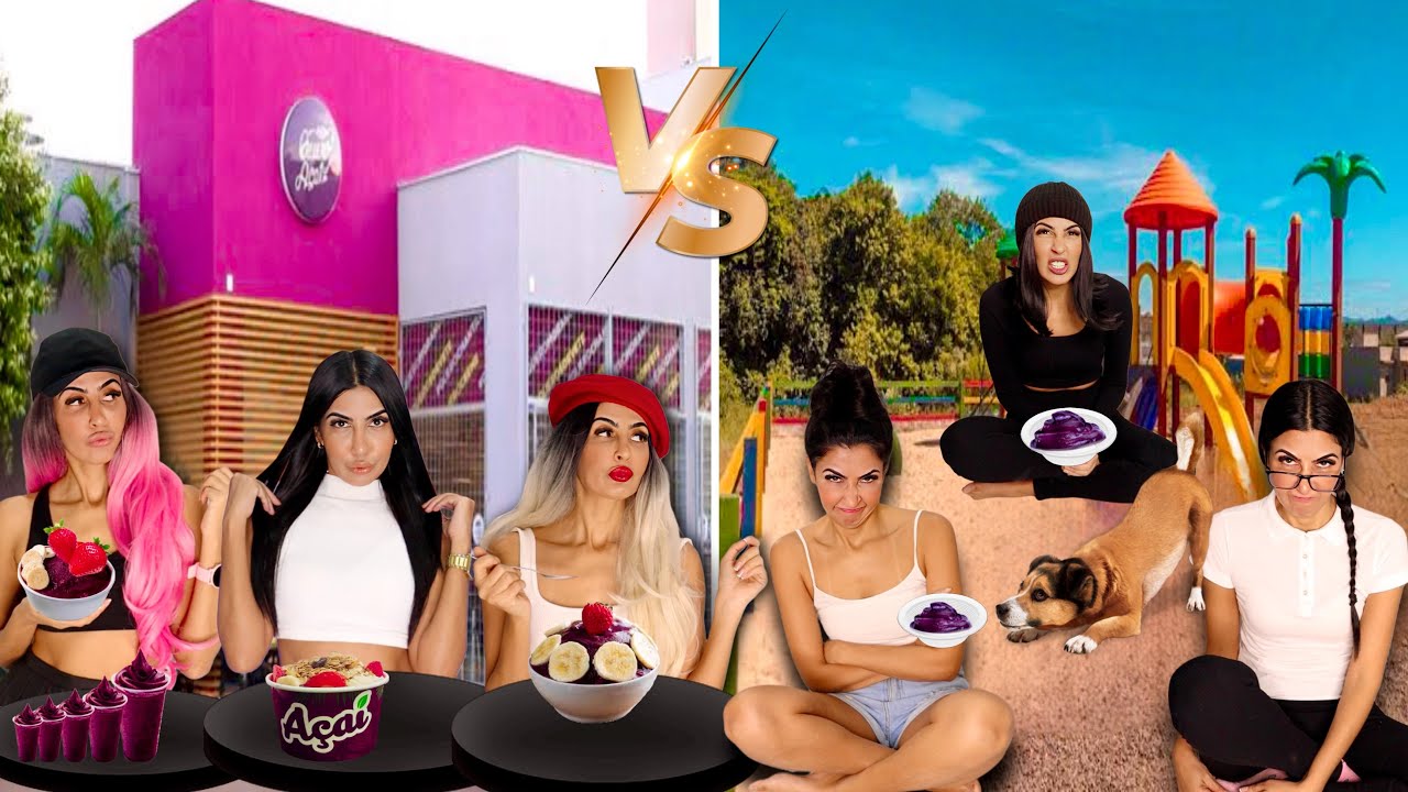 RICO VS POBRE COMPRANDO AÇAÍ AMIGAS