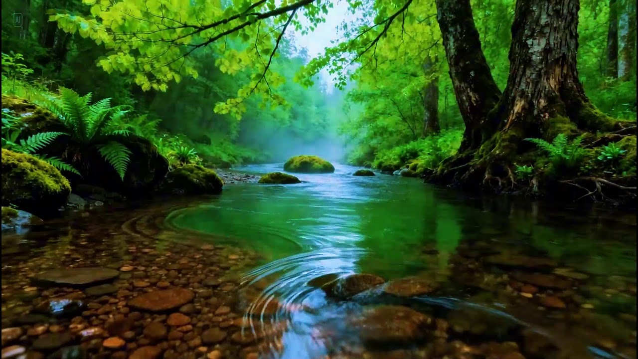 Healing Forest Ambience Sounds | Calm River Stream Flowing Sounds | Peaceful Birds Chirping Sounds