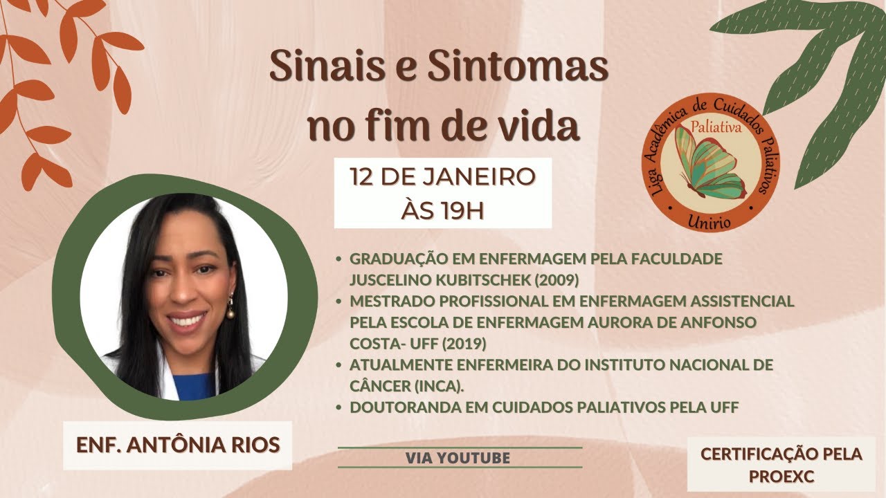 Sinais e sintomas no fim de vida -  Enf. Antônia Rios