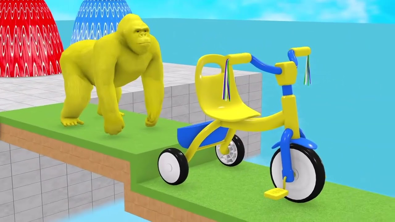 Long Slide Game With Elephant Gorilla Buffalo Hippopotamus Tiger 3d Animal Game Funny 3d Animals   Y