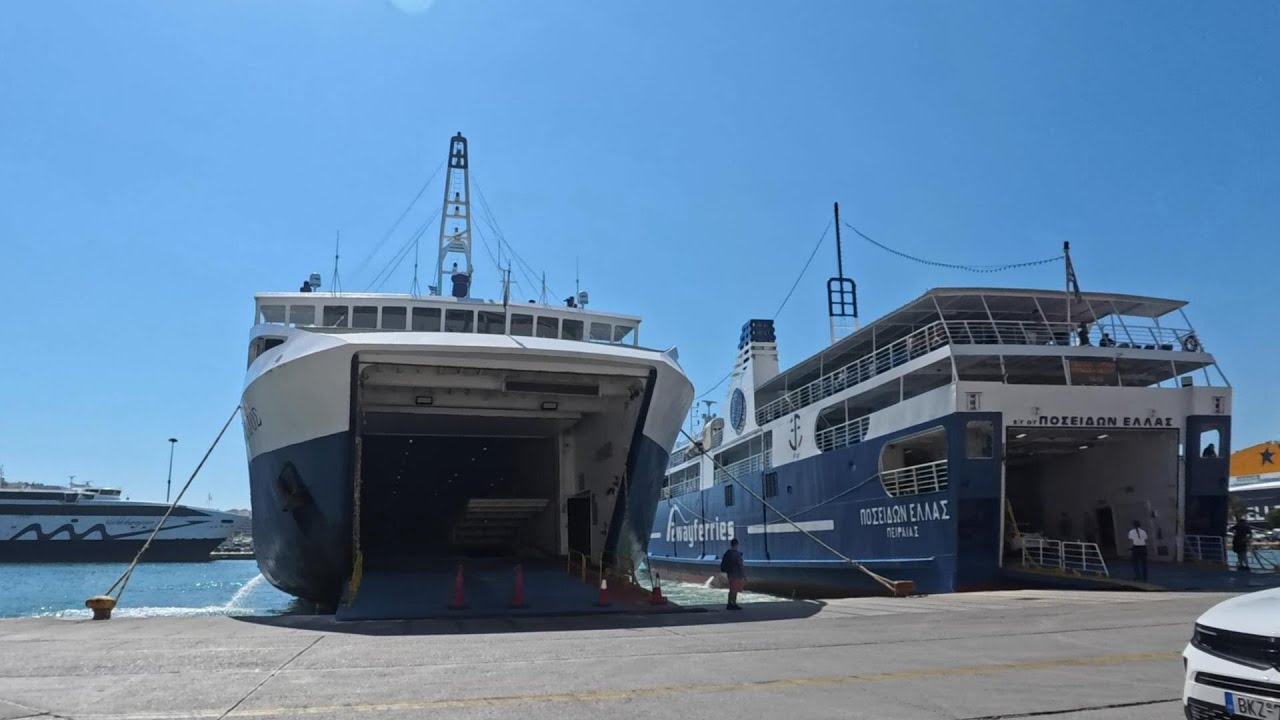 Walk around Piraeus ferry port in Athens