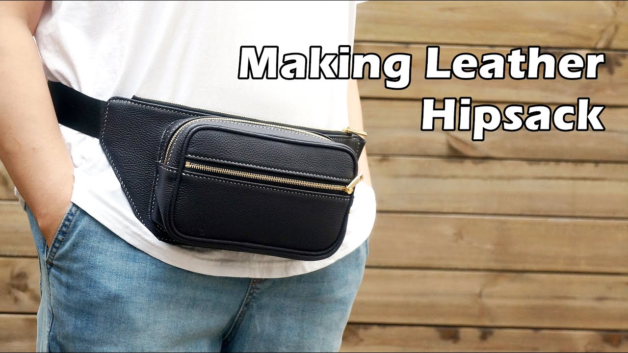 94 [Leather Craft] Making Leather hipsack (waist bag) / 가죽 힙색 만들기 / Free pattern
