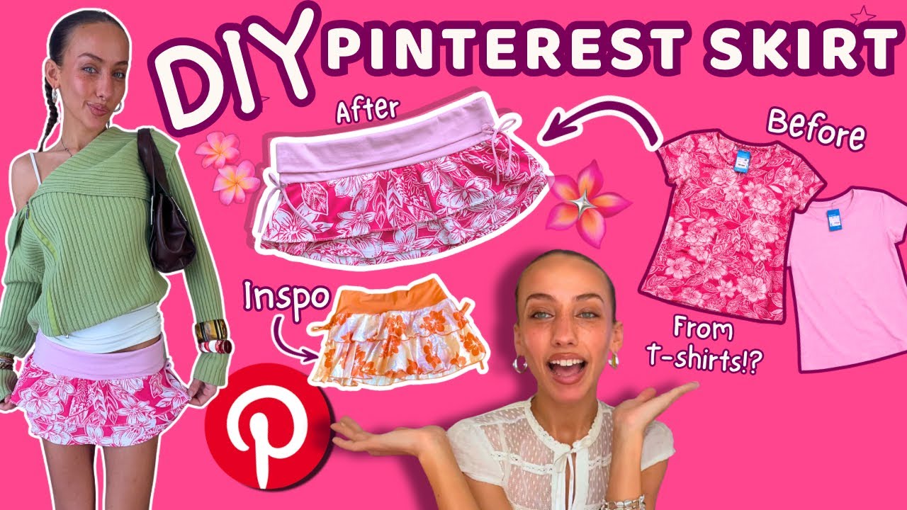 Я превратила 2 футболки в юбку в стиле Y2K из Pinterest&hellip; | Гардероб из Pinterest (Эпизод 2)