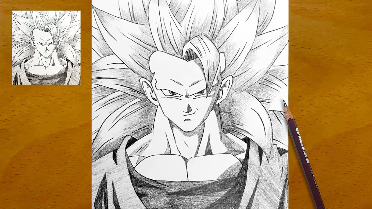 How to Draw Goku SSJ3 Step by Step || Dragon Ball Pencil Art || Super Saiyan 3 Sketch