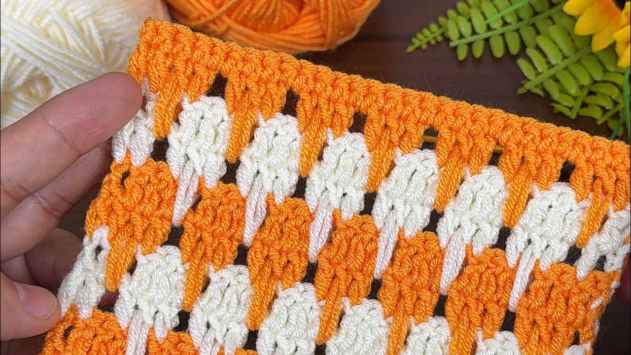 tığ işi çatal örgü desen / crochet baby blanket