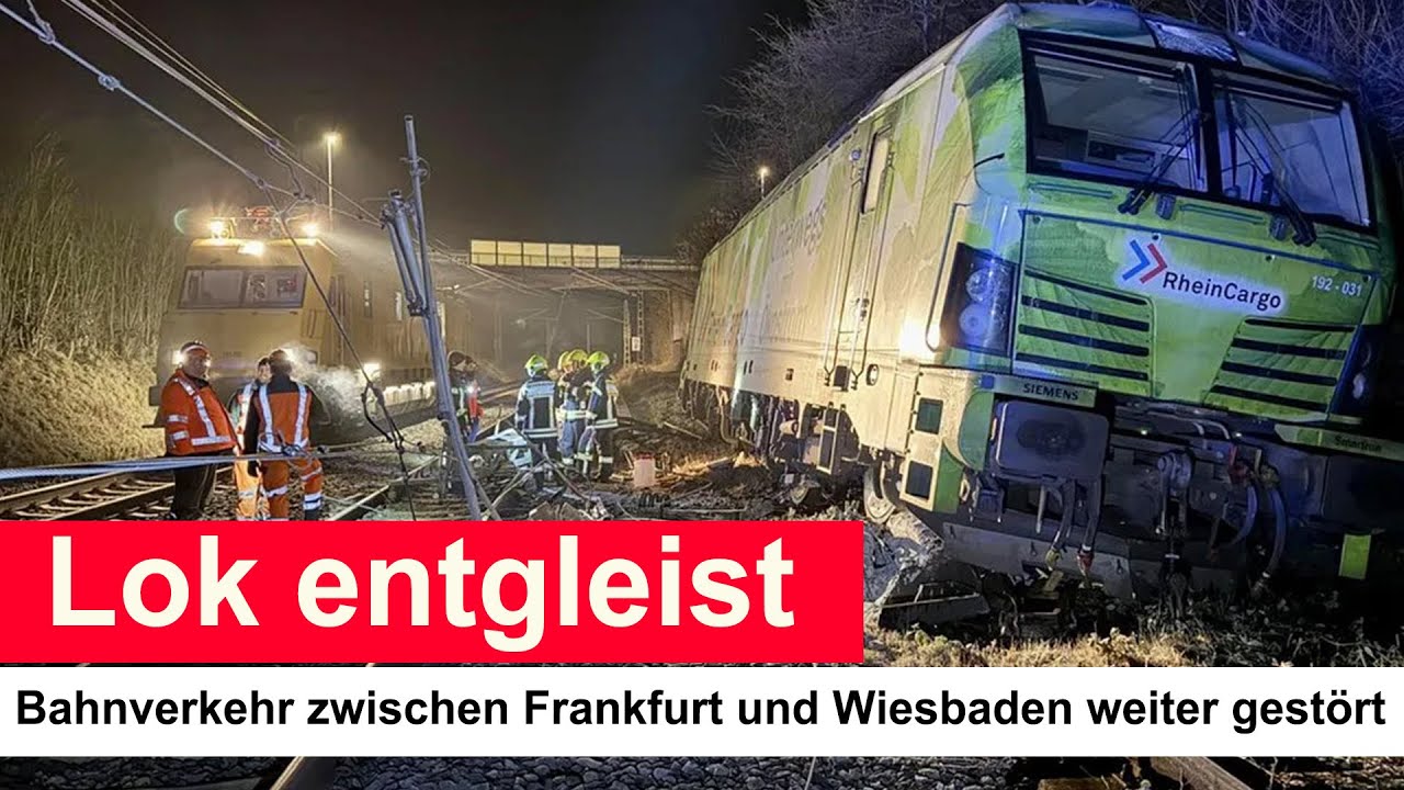 Lok entgleist: Bahnverkehr zwischen Frankfurt und Wiesbaden weiter gest&ouml;rt