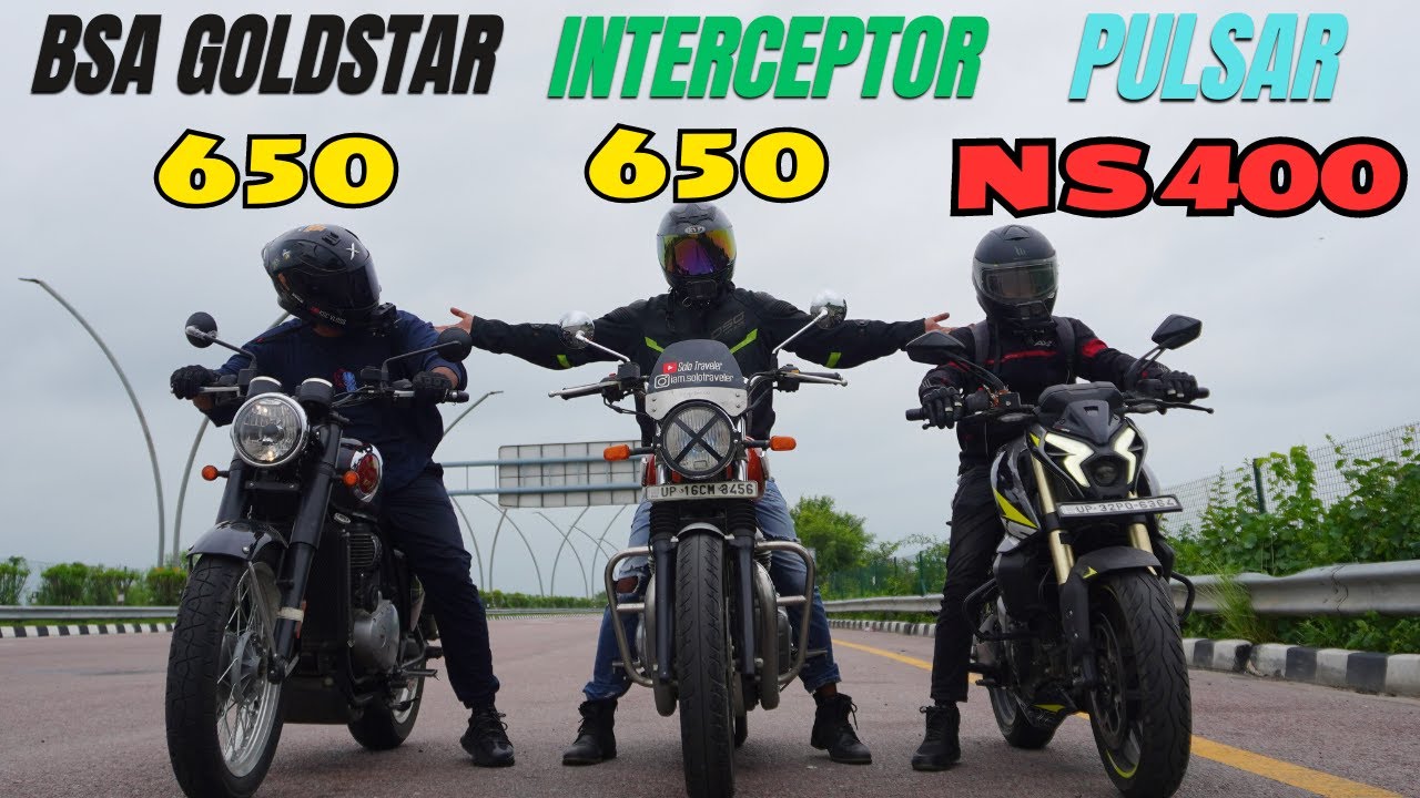 BSA Goldstar 650 vs Interceptor 650 vs Pulsar NS400Z Drag Race | Triple Battle |