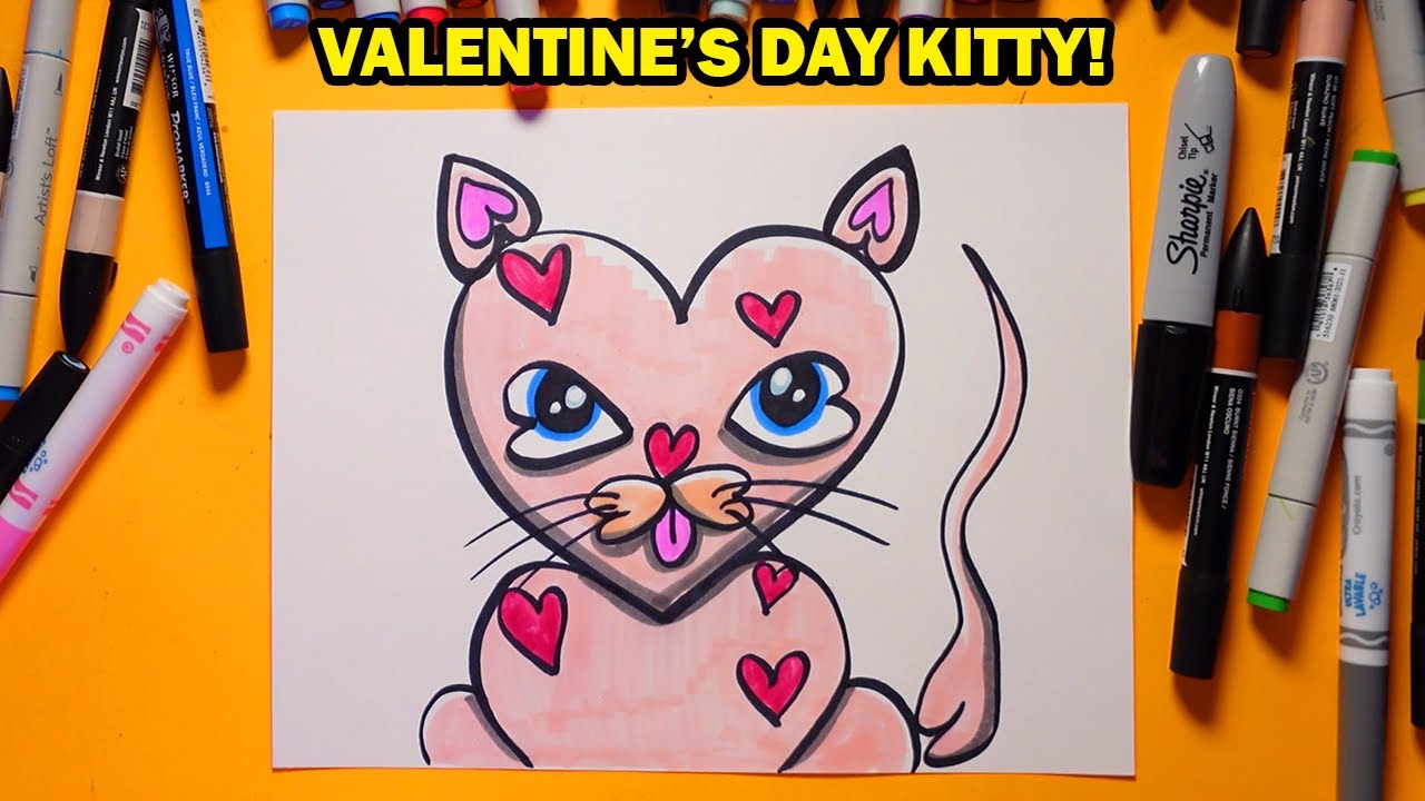 How to Draw a Valentine's Day Kitty!
