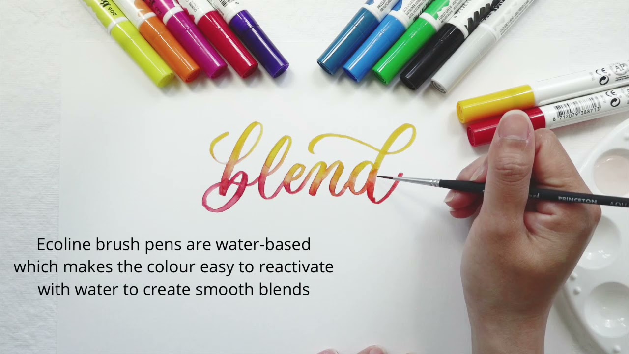4 Calligraphy Blend Techniques Using Ecoline Brush Pens