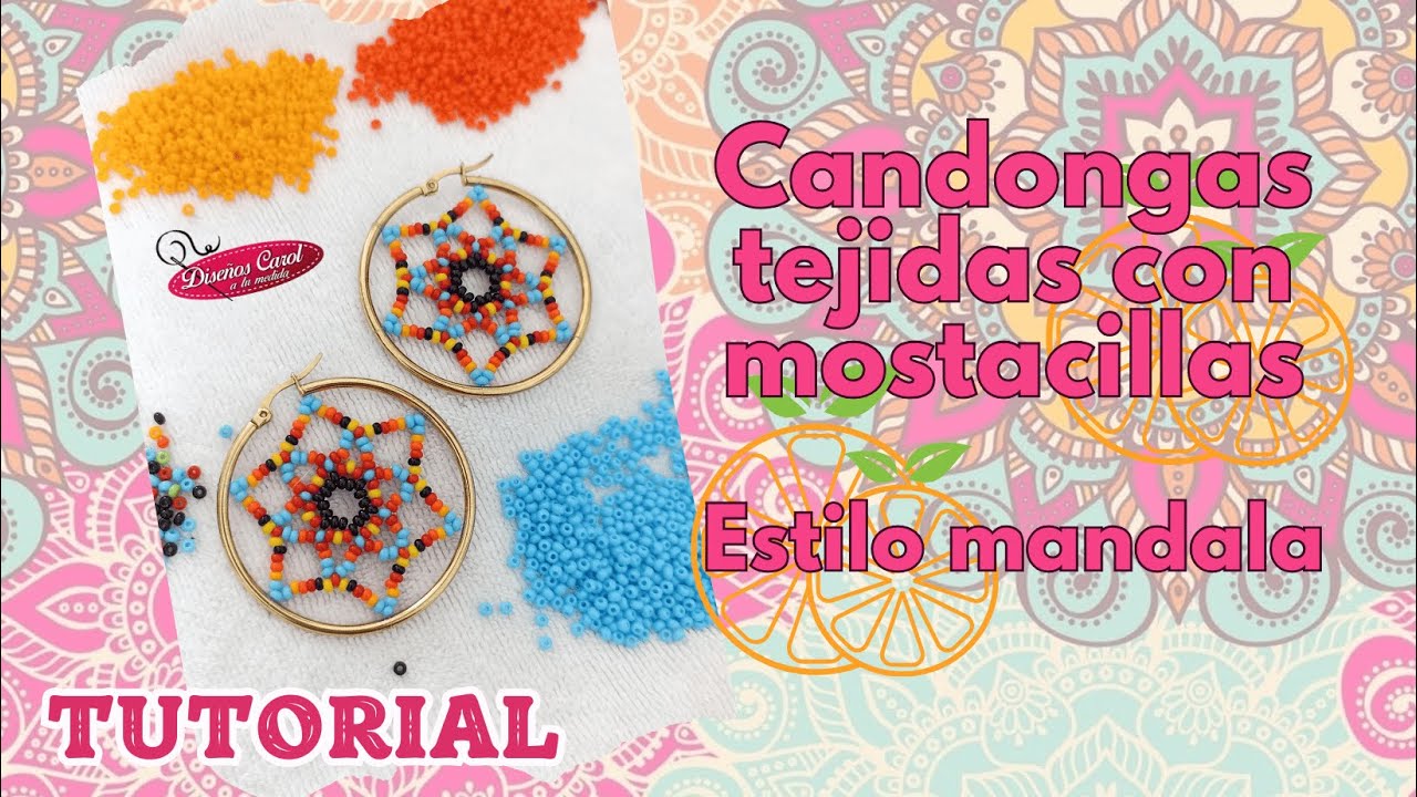 Candongas tejidas con mostacillas