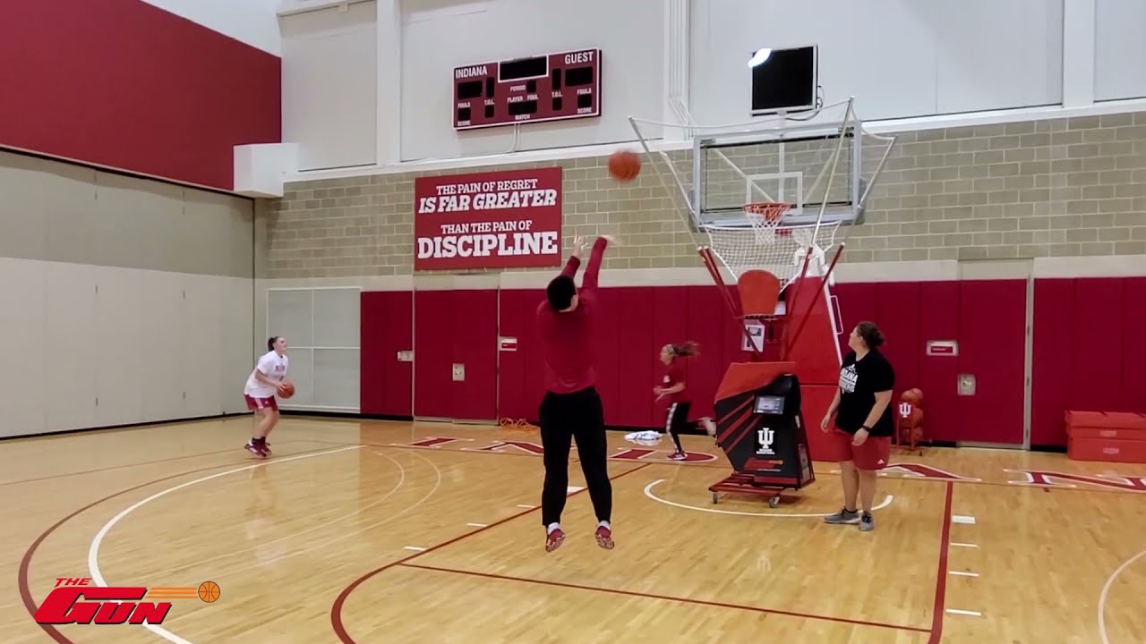 Indiana Basketball Drill - Flood Pass on The Gun basketball shooting machine