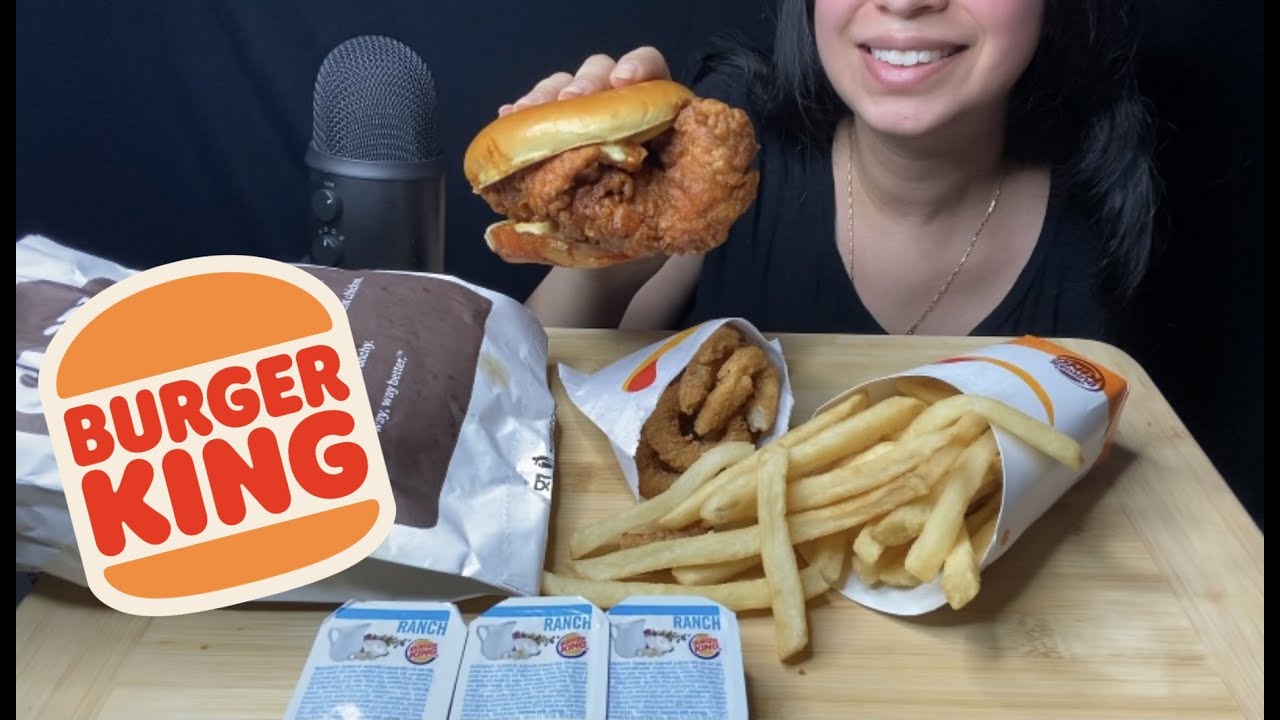 ASMR BURGER KING | NEW SPICY CH'KING SANDWHICH, ONION RINGS & FRIES