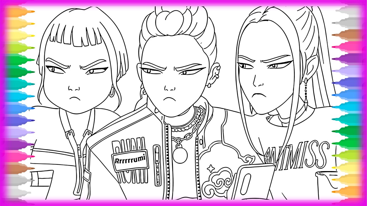 How to Color Rumi, Mira, Zoey Huntrix / K-Pop Demon Hunters Coloring Pages