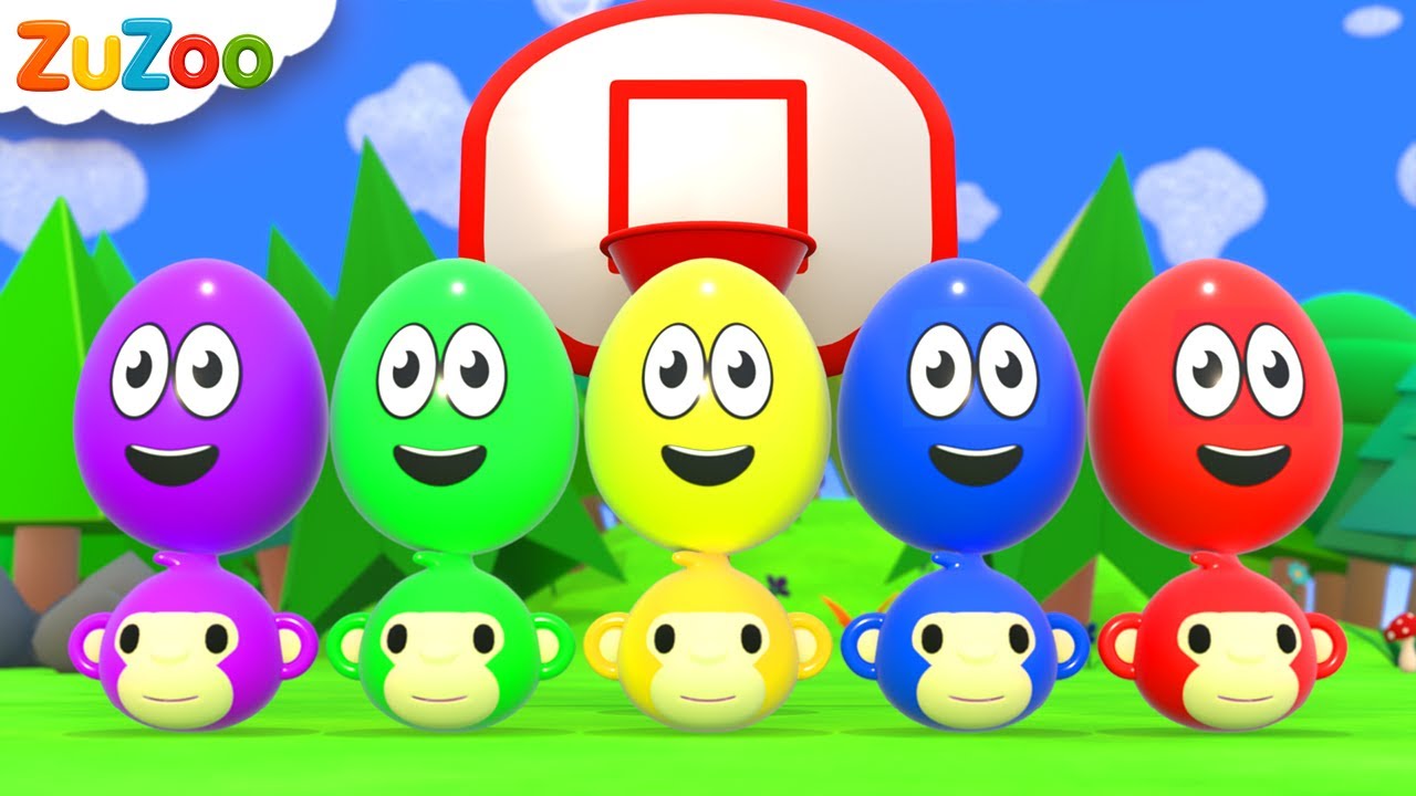 Color Song! | Five Little Monkeys Jumping On The Bed | ZuZoo Nursery Rhymes & Kids Songs