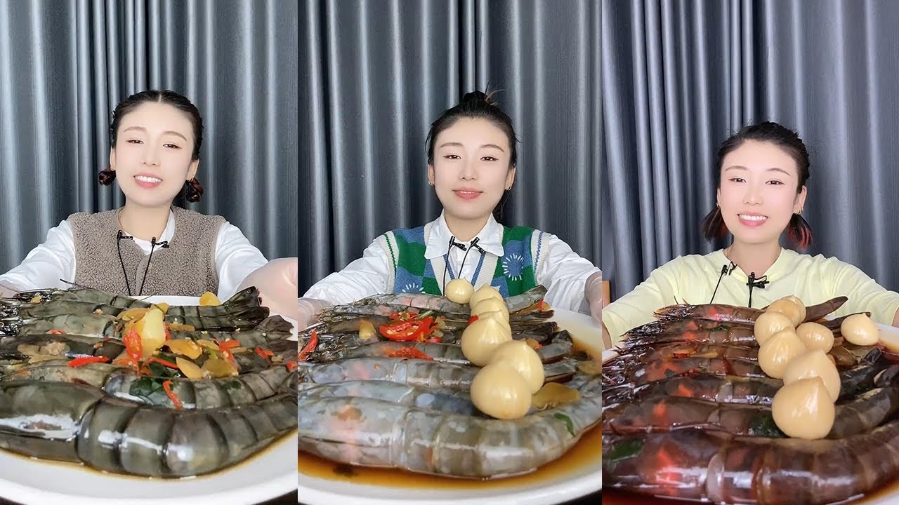 【XueYan Mukbang】Black Tiger Shrimp+Thai Shrimp🦐🍋🧄🌶#Seafood#sashimi#asmr