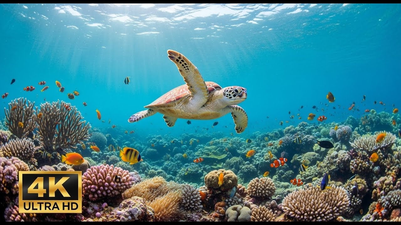 🐠 Aquarium Relaxation Video 4K – Peaceful Coral Reef Fish with Ambient Music