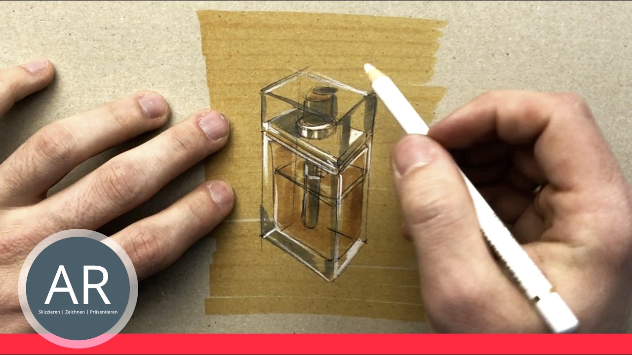 Produktdesign-Bewerbungsmappen, die die Jury begeistern. Glas realsitisch zeichnen. Mappen-Tipps