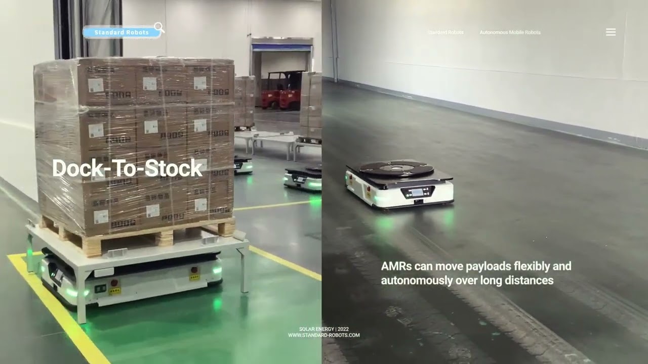 10 AMR robots drive smart logisitcs in solar battery factory, up to 1200kg payload adaptable