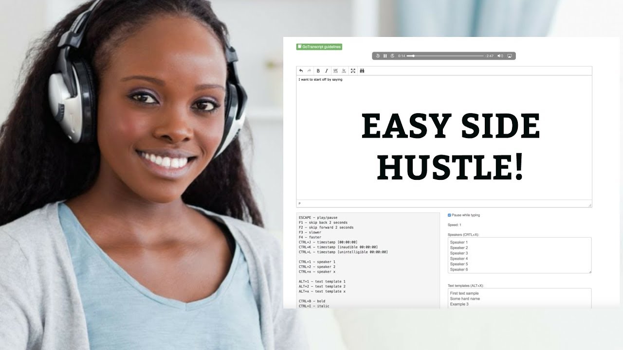 SIDE HUSTLE WORK AT HOME LISTENING TO AUDIO RECORDINGS!