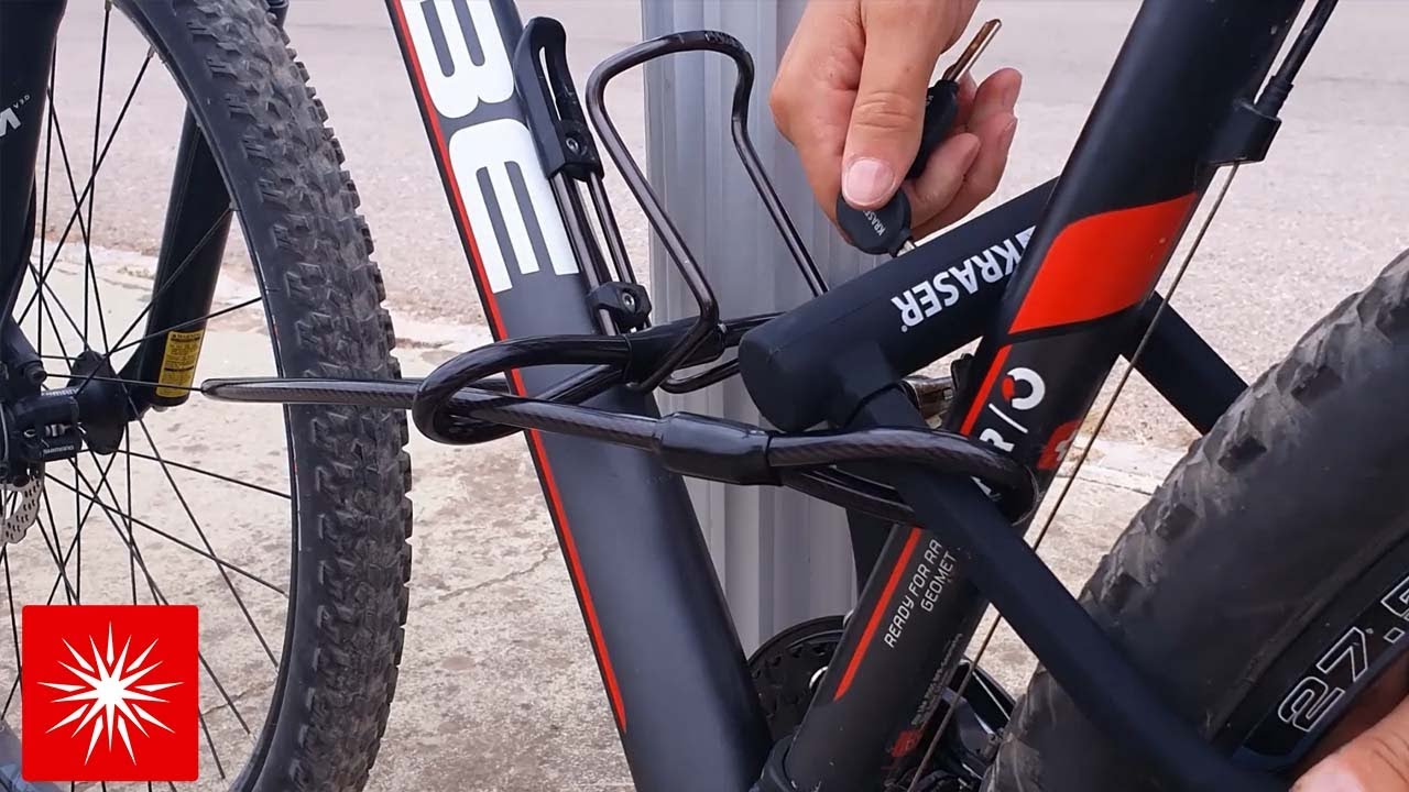 KRASER KR65145B bicicleta U cadeado antifurto cabo aço trançado universal 120 cm de alta segurança