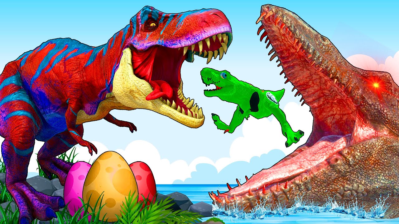 Spiderman T-Rex vs Ice Godzilla vs Thanos in ARBS Jurassic World - Epic Superhero Battle!