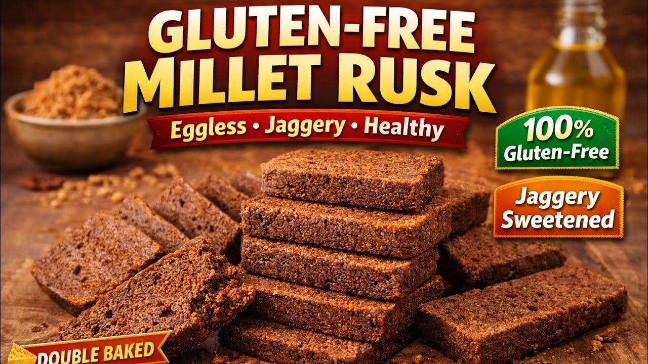 Gluten-Free Eggless Millet Cake Rusk Recipe 