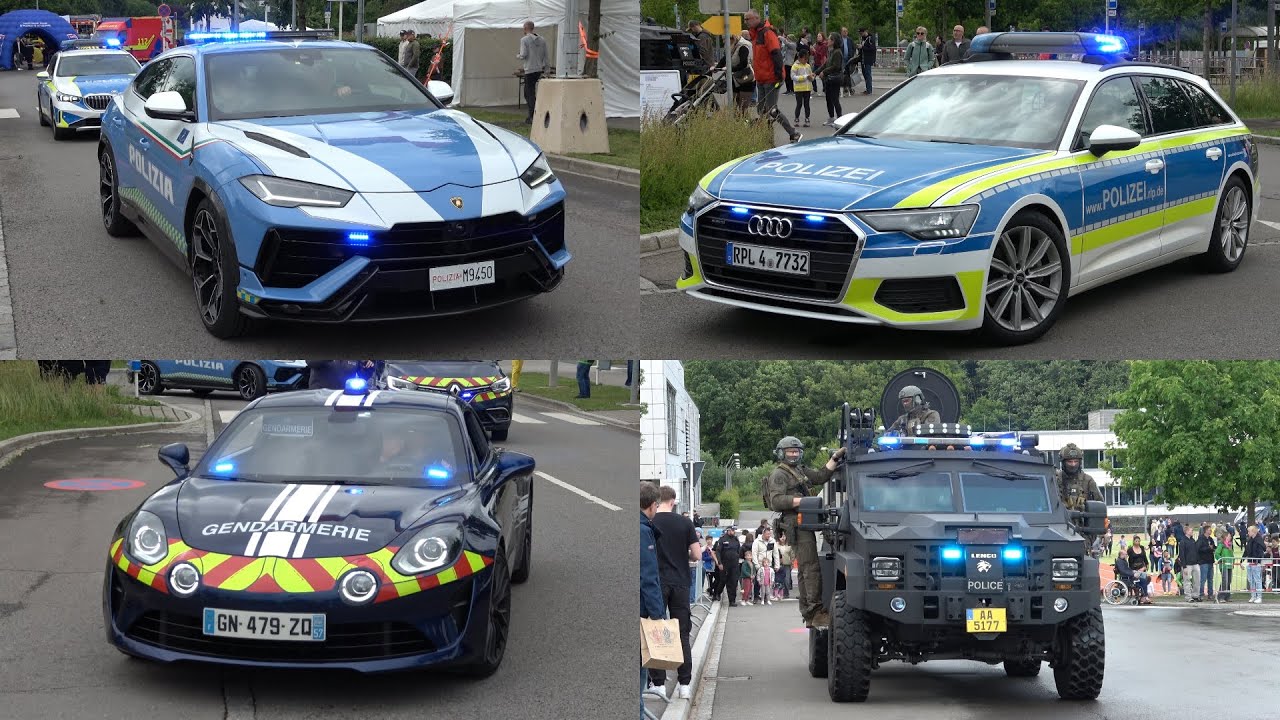 POLICE FROM 🇮🇹 🇩🇪 🇫🇷 🇱🇺! Awesome Police cars with blue lights in Luxemburg!  #1670