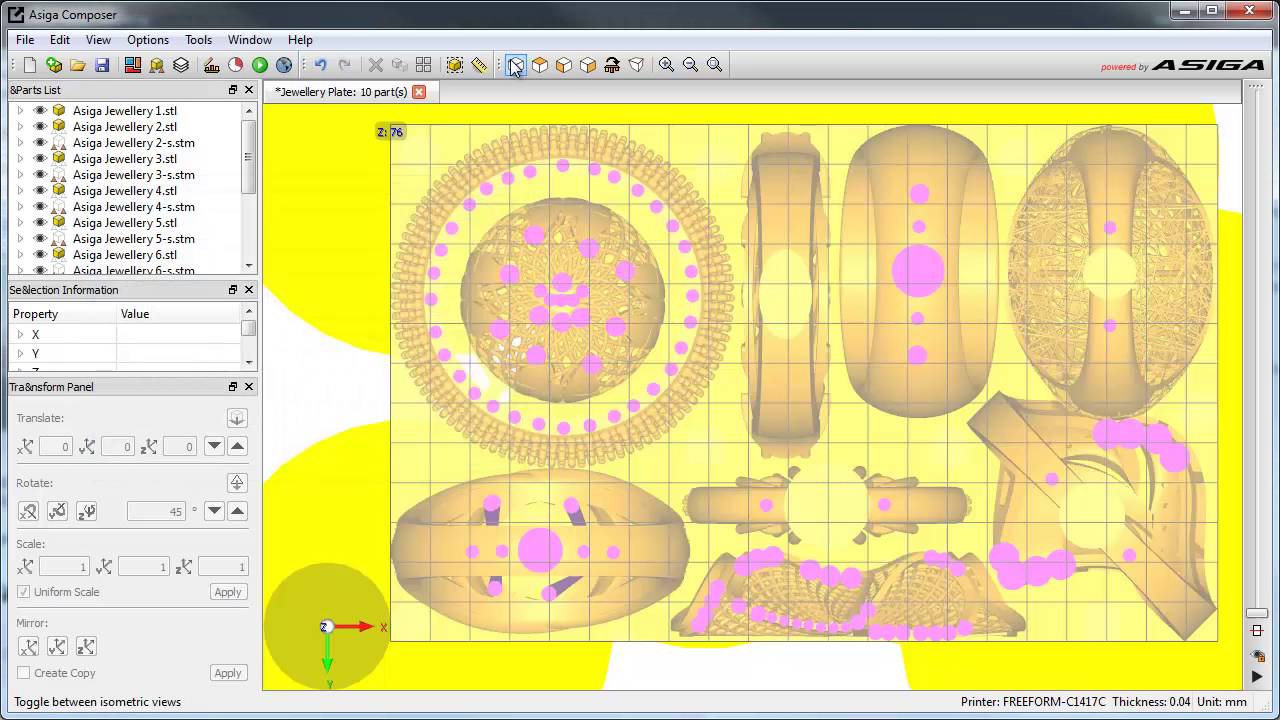 Asiga Composer Multi Stacking on PICO2 - Jewelry