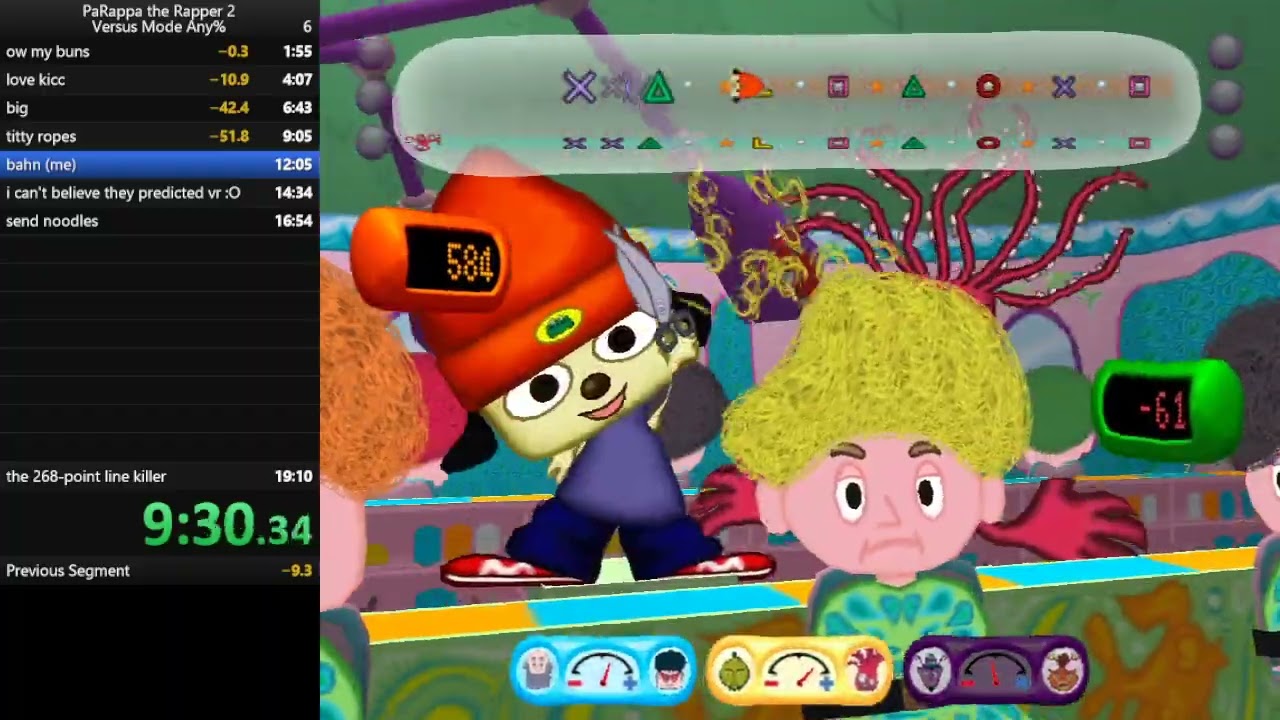 PaRappa the Rapper 2 VS CPU Level 4 Speedrun (17:26.37)