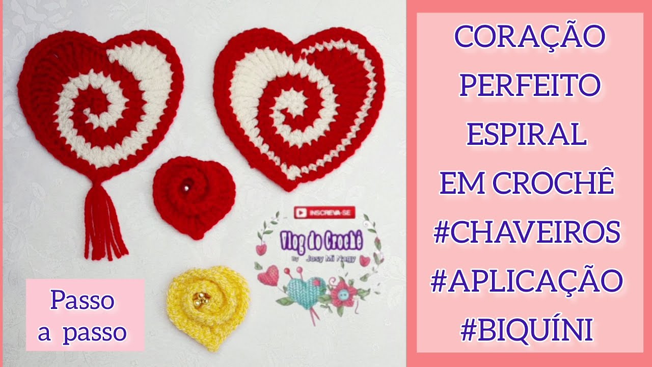 😍Coração Perfeito Espiral em Crochê #porta_copo #chaveiro #porta_moedas by #Vlog_do_Crochê #1