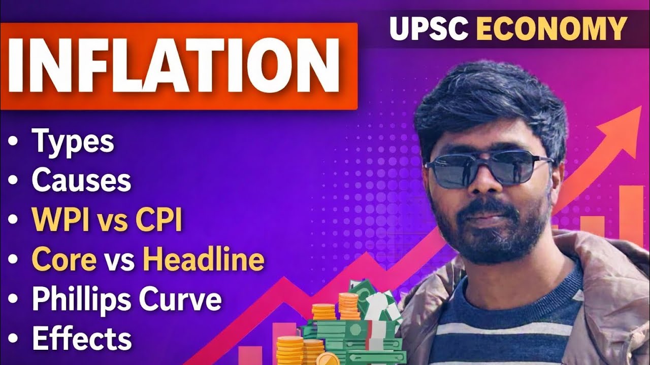 Inflation part 2 | Types, Causes, WPI vs CPI, Core vs Headline, Phillips Curve | UPSC Economy
