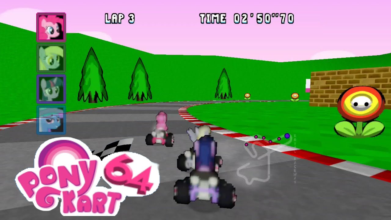 My Little Pony Kart 64 WideScreen HD Textures Very Hard Mode Pinkie Pie (Gameplay Android)