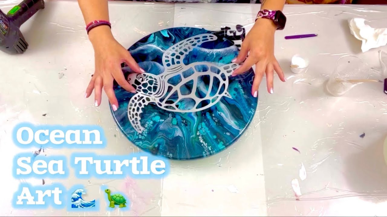 # 675 - 🌊🐢 Making Waves!  Gorgeous Sea Turtle Art - Acrylic Painting - Acrylic Pouring