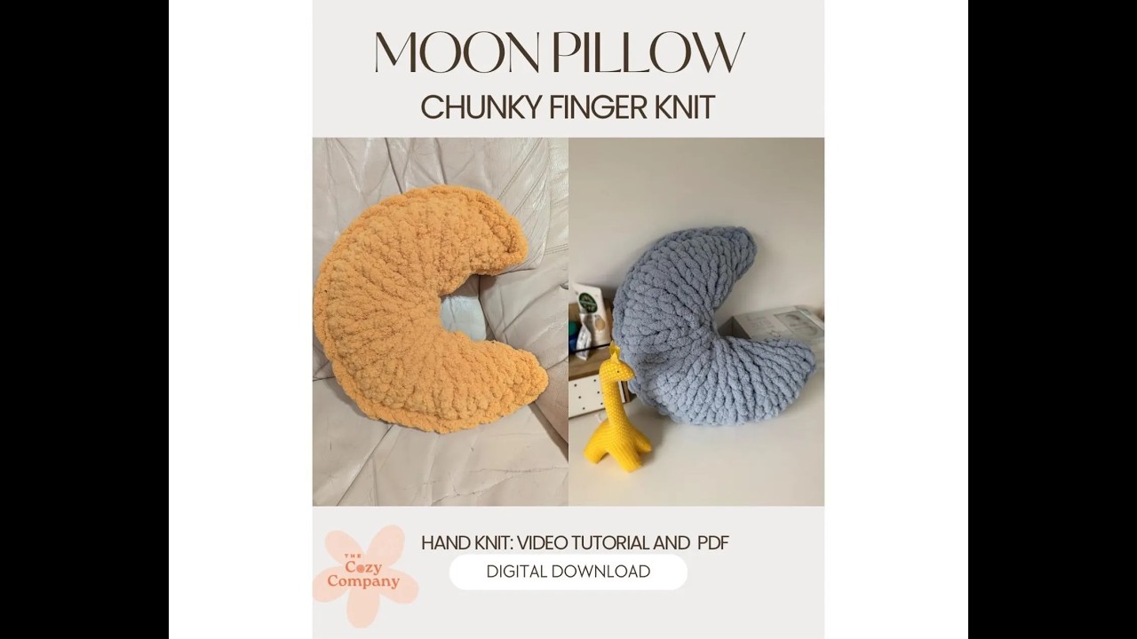 How to make a finger knit chunky knit moon pillow
