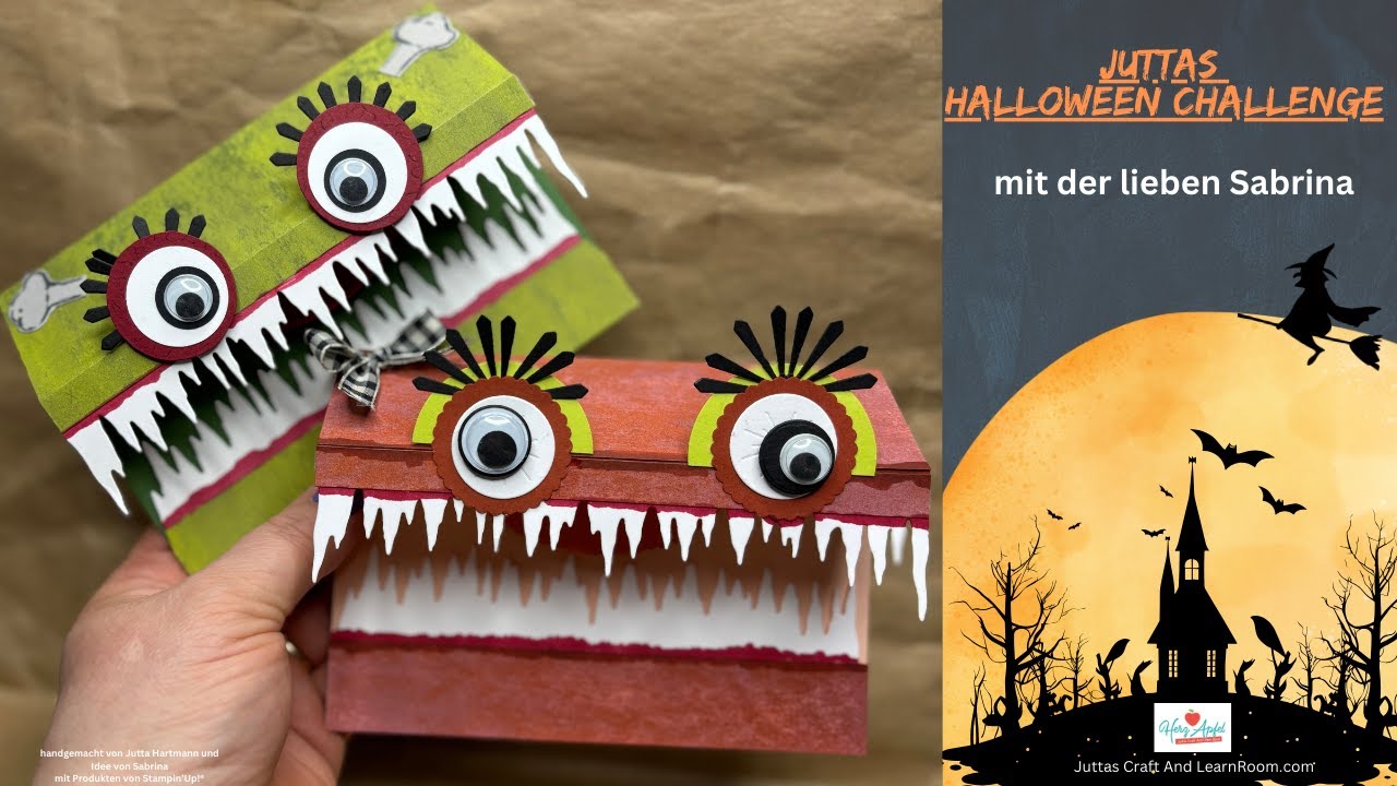 Stampin’Up! Monsterkarte zum Verlieben mit Es geht rund und Frozen edges Juttas Halloween Challenge