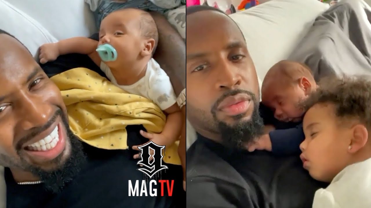 Safaree Becomes A Human Pillow For Son Legend During Daddy Duty! 👶🏽